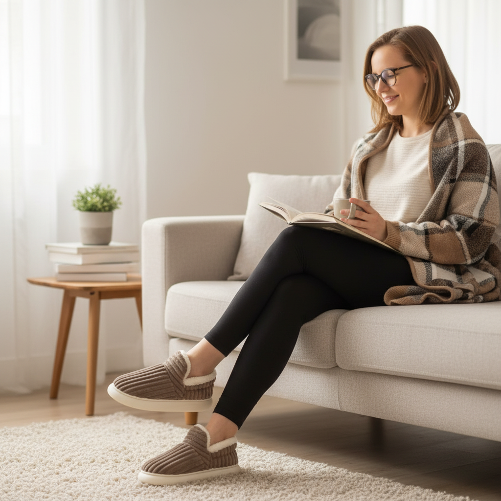 PantoufLuxe™ – Pantoufles Orthopédiques Douillettes & Ultra-Confort